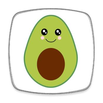 Kawaii, fruits, vegetables, vegan, avocado - Square fridge magnet - white - Front