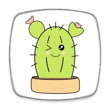 Kawaii Cactus T-shirt Gift Christmas - Square fridge magnet - white - Front