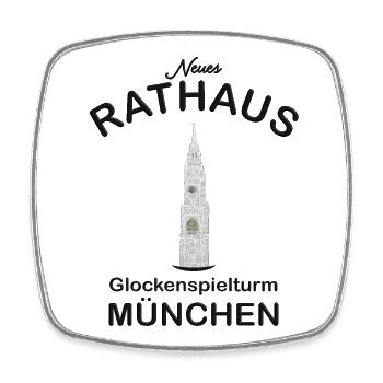 München Glockenspielturm Neues Rathaus - Viereckiger Kühlschrankmagnet - Weiß - Vorne