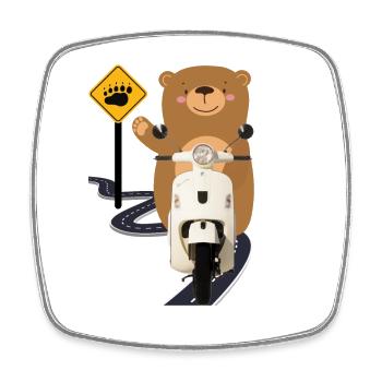 Moped Braunbär ART - Viereckiger Kühlschrankmagnet - Weiß - Vorne
