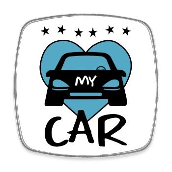 I love my car - Square fridge magnet - white - Front