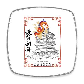 Dragon chinois ART - Magnet carré - blanc - Devant