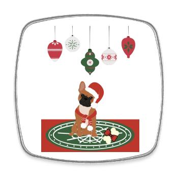 Frenchie Christmas - Christmas Dogs - Viereckiger Kühlschrankmagnet - Weiß - Vorne