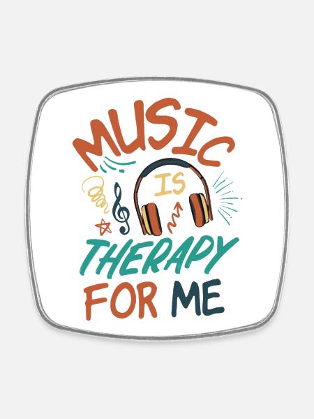 Music Is therapy for Me - Square fridge magnet - white
