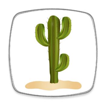 Grand cactus vert dans le désert dans le sable - Magnet carré - blanc - Devant