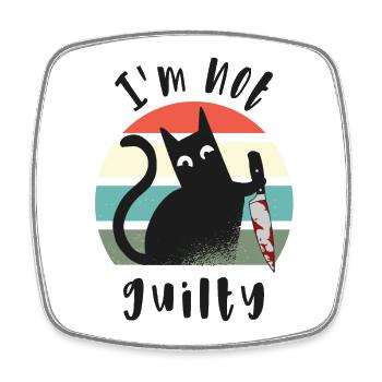 Ich bin unschuldig, Katze mit Messer - Viereckiger Kühlschrankmagnet - Weiß - Vorne