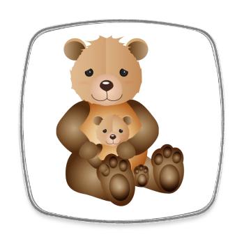Maman ours avec une petite progéniture d’ours sucrée - Magnet carré - blanc - Devant