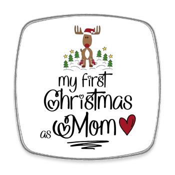 My first Christmas as Mom - Square fridge magnet - white - Front