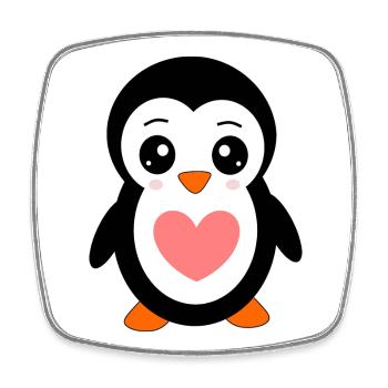 Anniversaire du Pingouin de Kawaii avec cadeau de cœur - Magnet carré - blanc - Devant