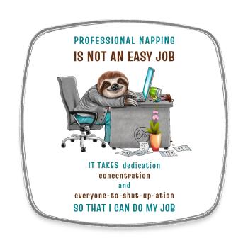 Funny Sloth in the Office Cool Saying - Square fridge magnet - white - Front