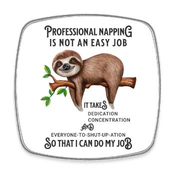 Funny Sloth Sleepyhead Office Life - Square fridge magnet - white - Front