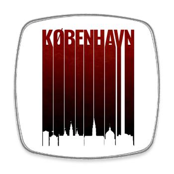 Copenhagen Red Gradient Typo - Square fridge magnet - white - Front