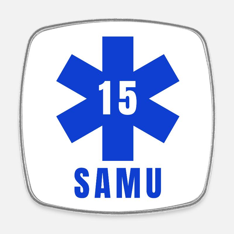 SAMU, urgences, ambulance - Magnet carré - blanc