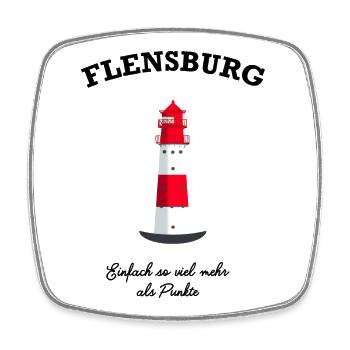 Flensburg Leuchtturm Falshöft, Mehr als Punkte - Viereckiger Kühlschrankmagnet - Weiß - Vorne