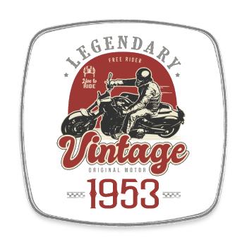 1953 Jubiläum 70 Jahre Vintage Biker Motorrad - Viereckiger Kühlschrankmagnet - Weiß - Vorne