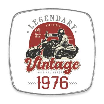 1976 Vintage Motorcycle 50 Years Biker Gift - Square fridge magnet - white - Front