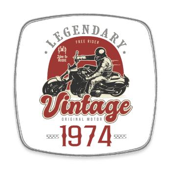 1974 Jahre Jubiläum Vintage Biker Motorrad - Viereckiger Kühlschrankmagnet - Weiß - Vorne