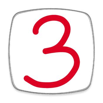 3 Numéro trois rouge Anniversaire - Magnet carré - blanc - Devant