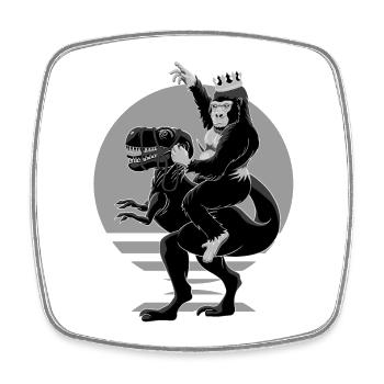 Roi Gorille Chevauchant Un T-Rex Comme Napoléon - Magnet carré - blanc - Devant