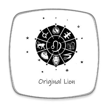 Zodiac sign Leo 001 black - Square fridge magnet - white - Front