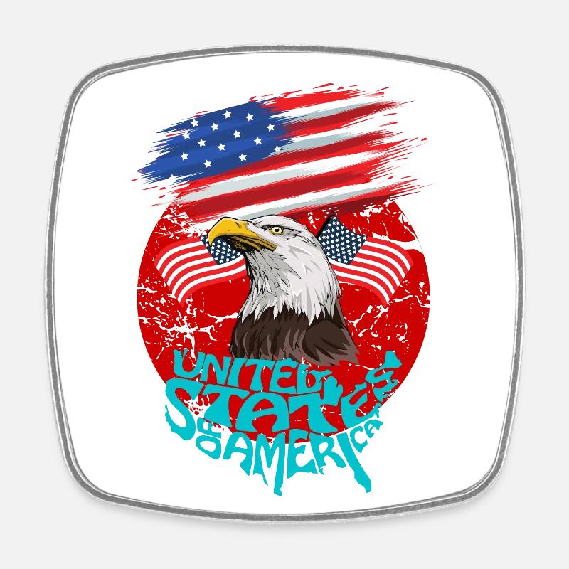 USA, Amerykański Orzeł - Square fridge magnet - white