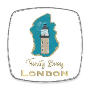 Londres, Trinity Buoy Lighthouse, Pixel Art - Magnet carré - blanc - Devant