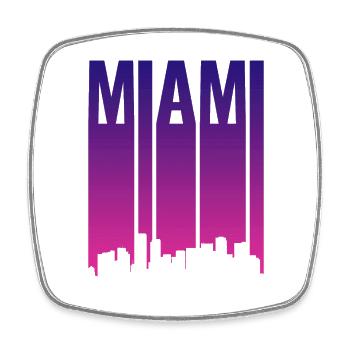 Miami Skyline Gradient Blau Pink - Viereckiger Kühlschrankmagnet - Weiß - Vorne