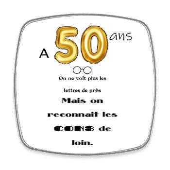 50 ans - Magnet carré - blanc - Devant