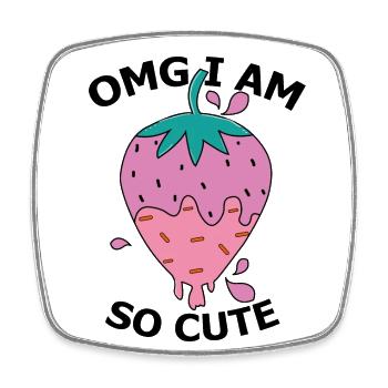 OMG, I am so Cute strswberry fun nursery design. - Square fridge magnet - white - Front