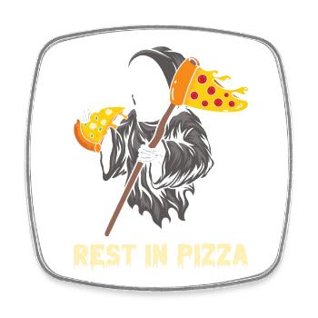 Rest in Pizza the Death - Square fridge magnet - white - Front