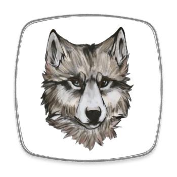 Wolf Portrait – realistische Tier Illustration - Viereckiger Kühlschrankmagnet - Weiß - Vorne