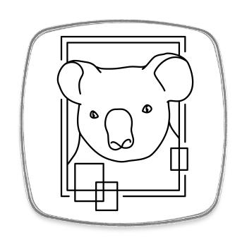 Koala in geometrischer Form - Line-Art-Design - Viereckiger Kühlschrankmagnet - Weiß - Vorne