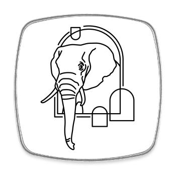 Éléphant en forme géométrique - Conception d’art au trait - Magnet carré - blanc - Devant