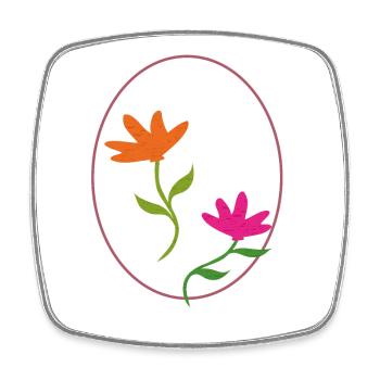 Œuf de Pâques à deux fleurs - Magnet carré - blanc - Devant