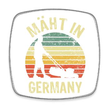 Mäht in Germany - Rasenmäher - Mähen - Wortspiel - Viereckiger Kühlschrankmagnet - Weiß - Vorne