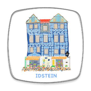 Idstein, point de repère Schiefes Haus, Allemagne - Magnet carré - blanc - Devant