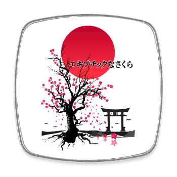 EXOTIC SAKURA TORII GATE - Square fridge magnet - white - Front
