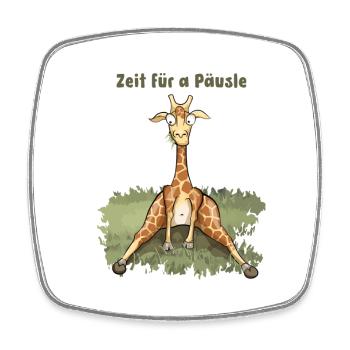 Zeit für a Päusle - Schwäbische Comic Giraffe - Viereckiger Kühlschrankmagnet - Weiß - Vorne