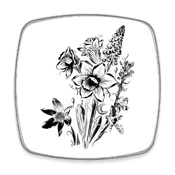 Daffodils Flowers Spring Rock Crystal - Square fridge magnet - white - Front
