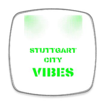Stuttgart City Vibes - Disco, Techno, Party, Club - Viereckiger Kühlschrankmagnet - Weiß - Vorne