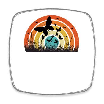 Colored butterfly circle on sunset - Square fridge magnet - white - Front