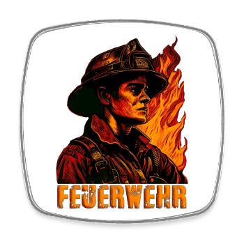 Feuerwehr / Feuerwehrmann - Viereckiger Kühlschrankmagnet - Weiß - Vorne
