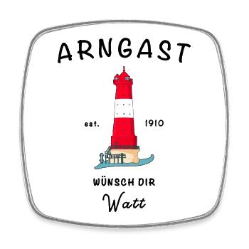 Leuchtturm Arngast, Wilhelmshaven, Ostfriesland - Viereckiger Kühlschrankmagnet - Weiß - Vorne