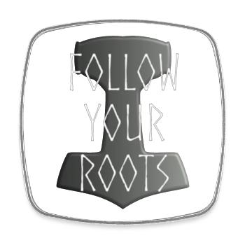 Mjölnir Donar Hammer Thor - Follow your Roots grau - Viereckiger Kühlschrankmagnet - Weiß - Vorne