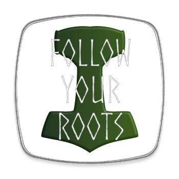 Follow your Roots - Hammer Donar Thor Mjölnir - Viereckiger Kühlschrankmagnet - Weiß - Vorne