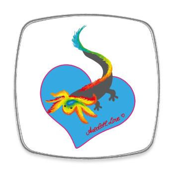 Regenbogen Axolotl Herzmotiv - Viereckiger Kühlschrankmagnet - Weiß - Vorne
