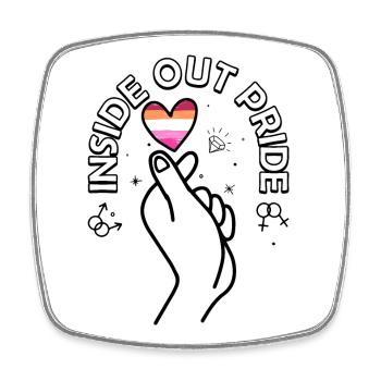 Stripped Pride Heart on Black - Square fridge magnet - white - Front