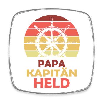 Papa Kapitän Held - Viereckiger Kühlschrankmagnet - Weiß - Vorne
