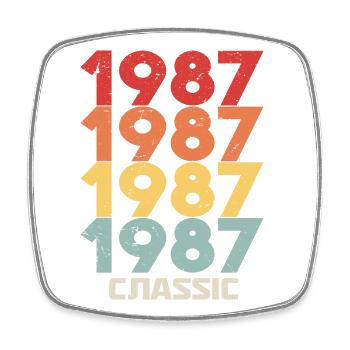 1987 Jubiläum im klassischen Vintage-Stil 1987 - Viereckiger Kühlschrankmagnet - Weiß - Vorne