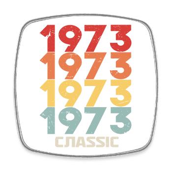 1973 Jubiläum im klassischen Vintage-Stil 1973 - Viereckiger Kühlschrankmagnet - Weiß - Vorne